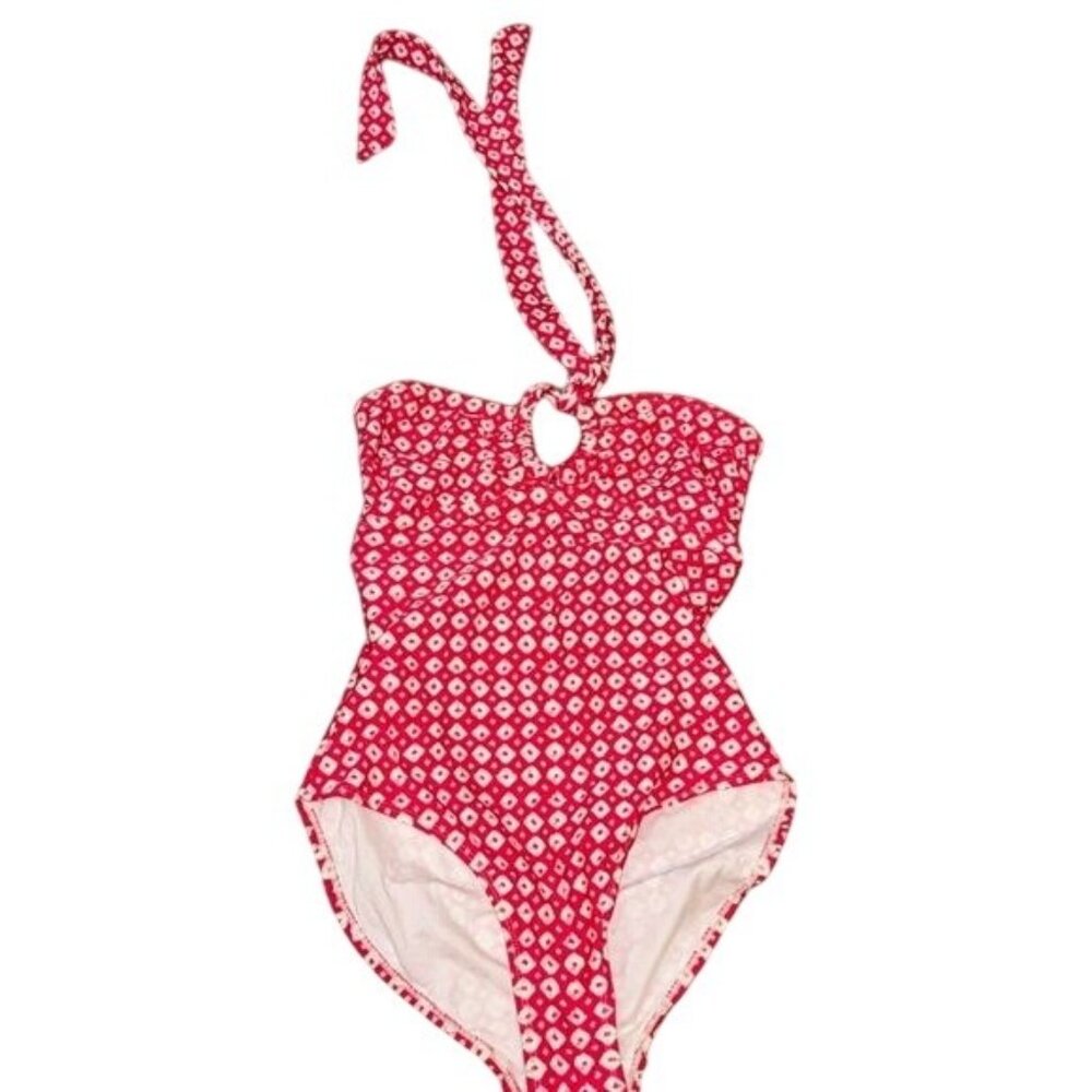 Old Navy Womens Pink & White Halter One-Piece Swimsuit Size XS